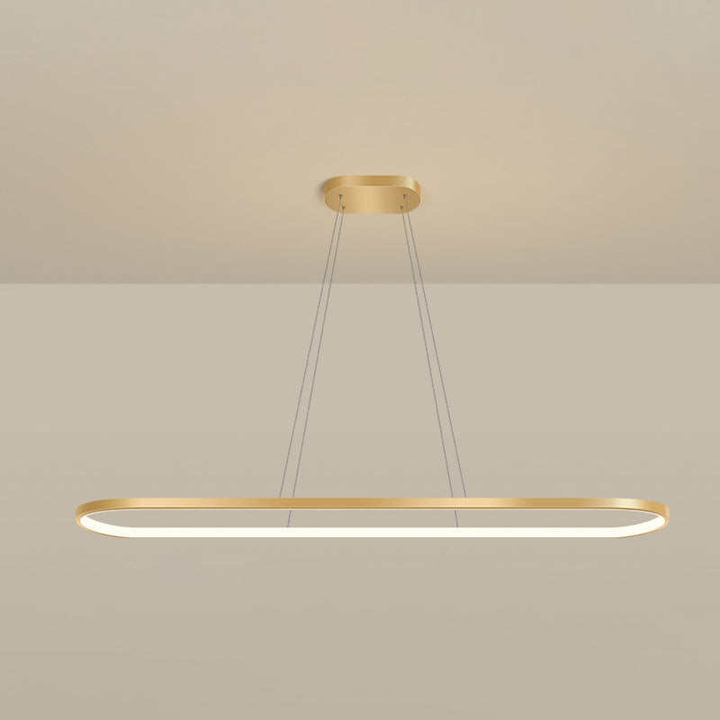 Metal Oblong Pendant Light Fixture Minimalist Gold Plated LED Island Lighting over Table Gold 47" Warm Clearhalo 'Ceiling Lights' 'Island Lights' Lighting' 2546531