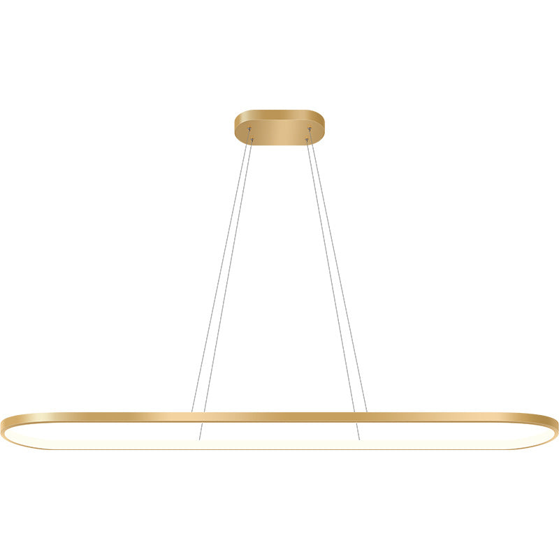 Metal Oblong Pendant Light Fixture Minimalist Gold Plated LED Island Lighting over Table Clearhalo 'Ceiling Lights' 'Island Lights' Lighting' 2546536