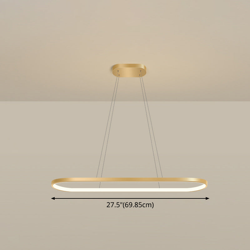 Metal Oblong Pendant Light Fixture Minimalist Gold Plated LED Island Lighting over Table Clearhalo 'Ceiling Lights' 'Island Lights' Lighting' 2546537