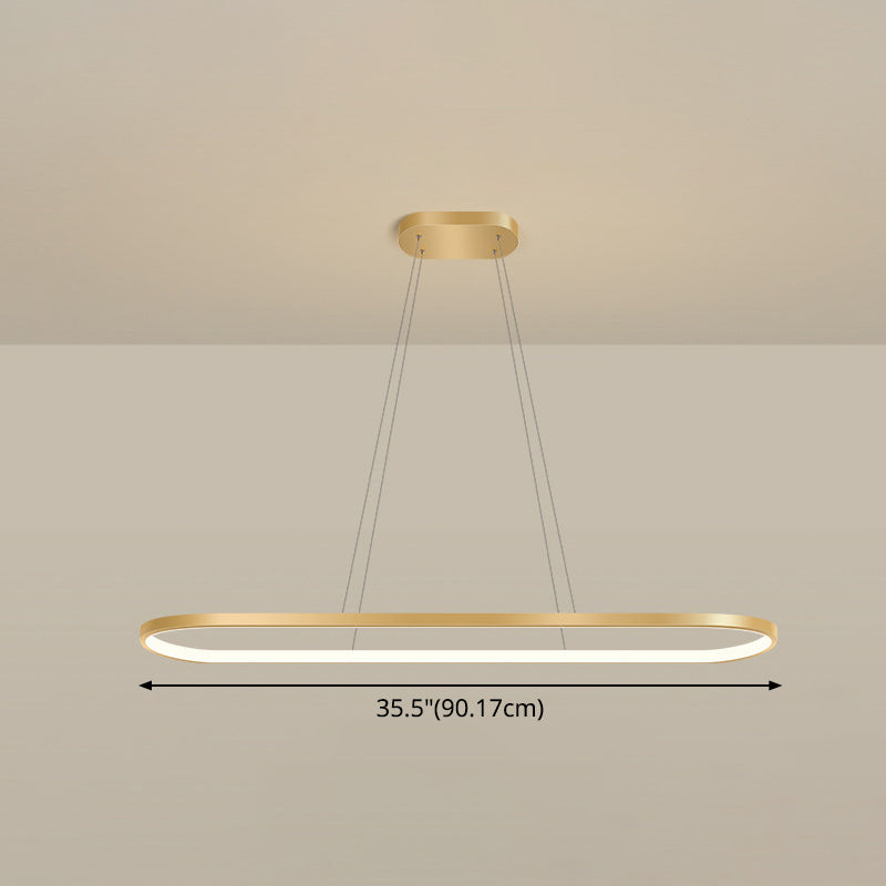 Metal Oblong Pendant Light Fixture Minimalist Gold Plated LED Island Lighting over Table Clearhalo 'Ceiling Lights' 'Island Lights' Lighting' 2546540