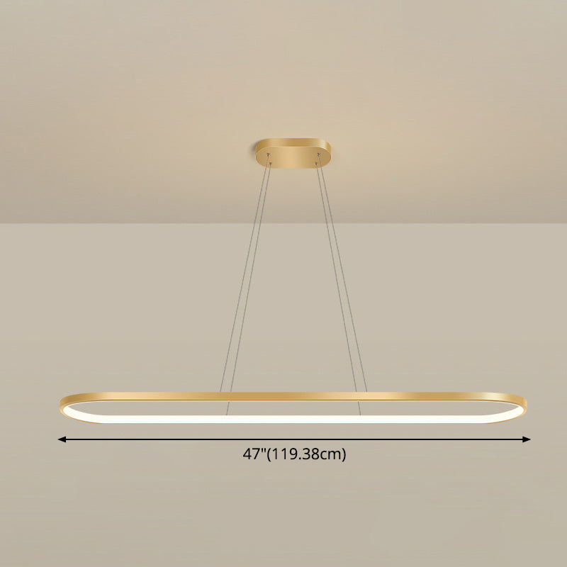 Metal Oblong Pendant Light Fixture Minimalist Gold Plated LED Island Lighting over Table Clearhalo 'Ceiling Lights' 'Island Lights' Lighting' 2546541