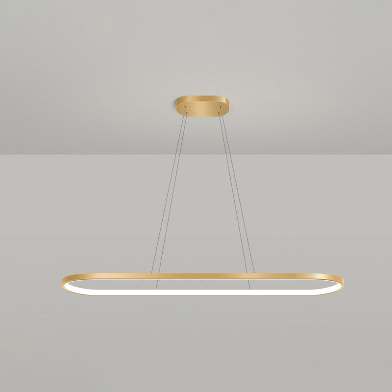 Metal Oblong Pendant Light Fixture Minimalist Gold Plated LED Island Lighting over Table Gold 35.5" White Clearhalo 'Ceiling Lights' 'Island Lights' Lighting' 2546542