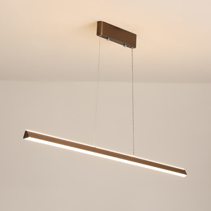 Triangular Prism Bar Pendant Lamp Simple Aluminum Dining Room LED Hanging Island Light Coffee Clearhalo 'Ceiling Lights' 'Island Lights' Lighting' 2546545