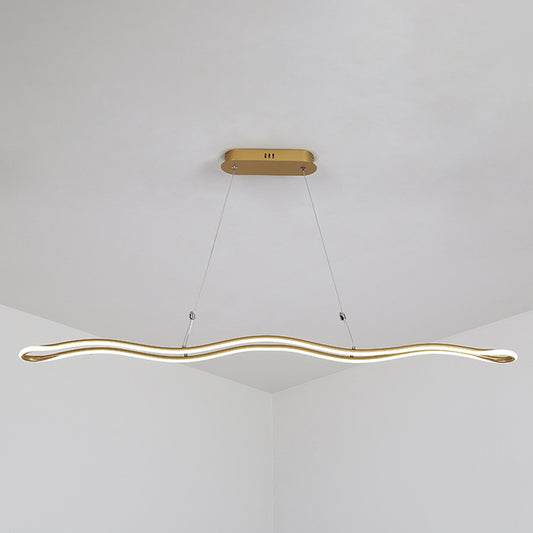 Wavy Strip Dining Room Hanging Lamp Kit Acrylic Modernist Linear LED Island Pendant Gold Clearhalo 'Ceiling Lights' 'Island Lights' Lighting' 2546556