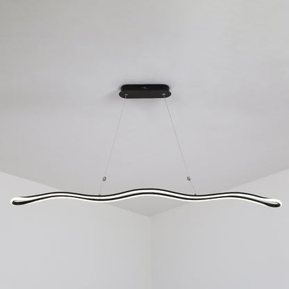 Wavy Strip Dining Room Hanging Lamp Kit Acrylic Modernist Linear LED Island Pendant Black Clearhalo 'Ceiling Lights' 'Island Lights' Lighting' 2546557