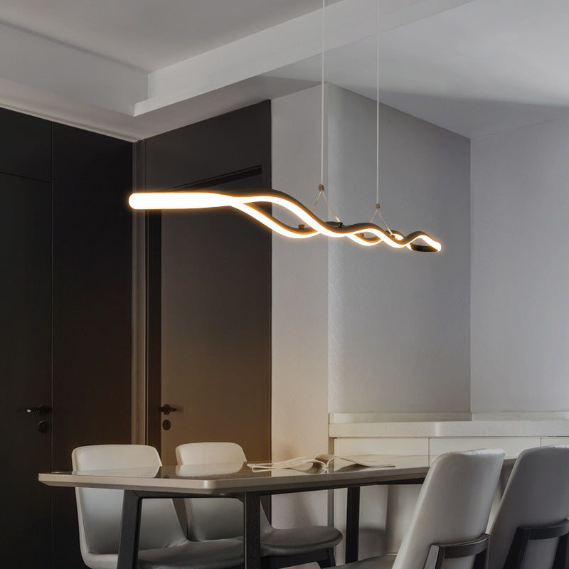 Wavy Strip Dining Room Hanging Lamp Kit Acrylic Modernist Linear LED Island Pendant Clearhalo 'Ceiling Lights' 'Island Lights' Lighting' 2546559