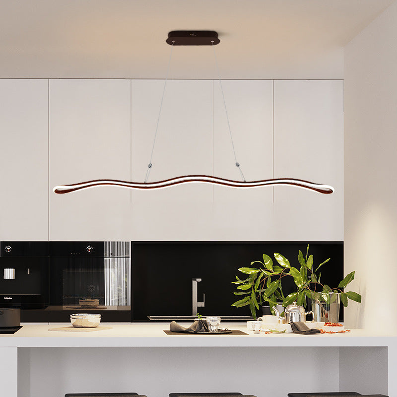 Wavy Strip Dining Room Hanging Lamp Kit Acrylic Modernist Linear LED Island Pendant Clearhalo 'Ceiling Lights' 'Island Lights' Lighting' 2546560
