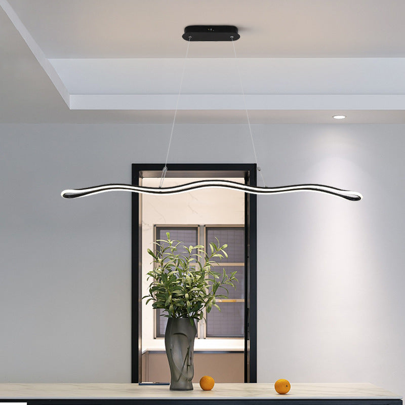 Wavy Strip Dining Room Hanging Lamp Kit Acrylic Modernist Linear LED Island Pendant Clearhalo 'Ceiling Lights' 'Island Lights' Lighting' 2546561