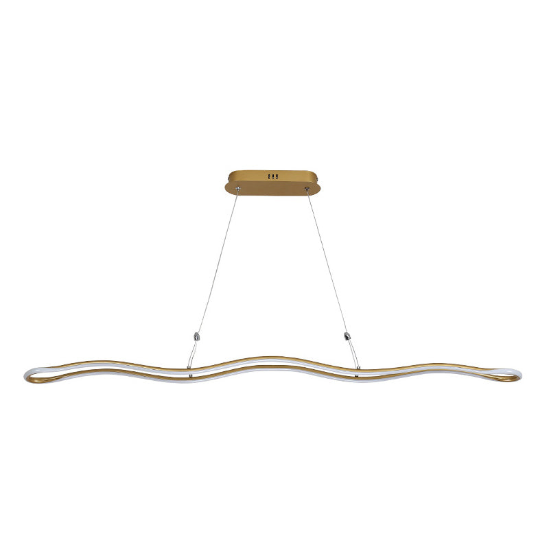 Wavy Strip Dining Room Hanging Lamp Kit Acrylic Modernist Linear LED Island Pendant Clearhalo 'Ceiling Lights' 'Island Lights' Lighting' 2546562