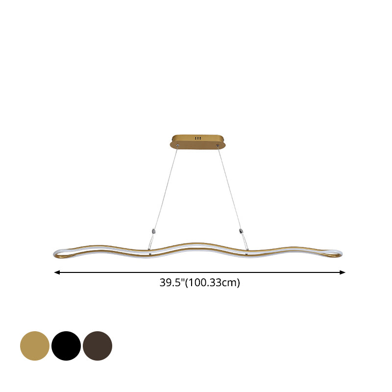 Wavy Strip Dining Room Hanging Lamp Kit Acrylic Modernist Linear LED Island Pendant Clearhalo 'Ceiling Lights' 'Island Lights' Lighting' 2546563