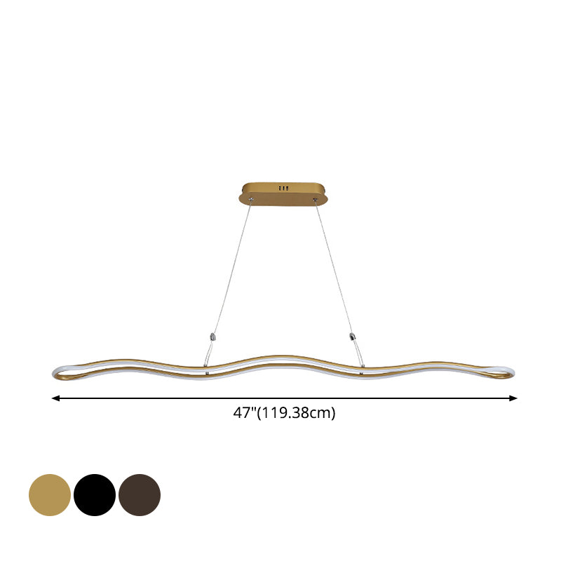 Wavy Strip Dining Room Hanging Lamp Kit Acrylic Modernist Linear LED Island Pendant Clearhalo 'Ceiling Lights' 'Island Lights' Lighting' 2546564