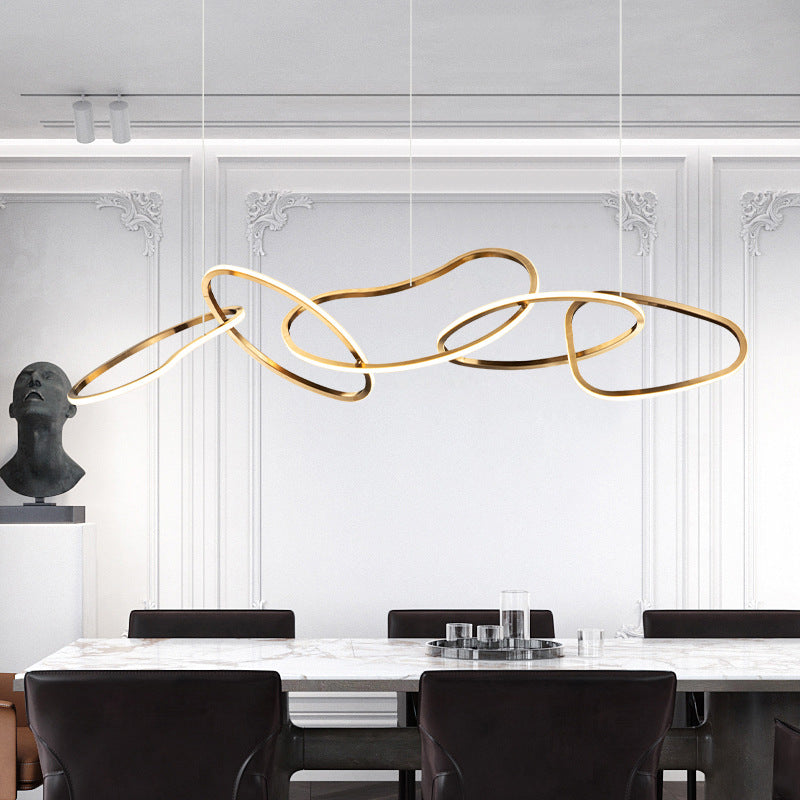 Metal 5-Ring Island Lighting Minimalist Golden LED Hanging Light for Dinning Room Clearhalo 'Ceiling Lights' 'Island Lights' Lighting' 2546574