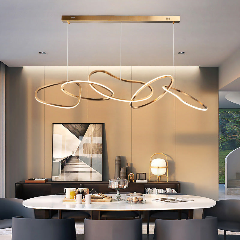 Metal 5-Ring Island Lighting Minimalist Golden LED Hanging Light for Dinning Room Clearhalo 'Ceiling Lights' 'Island Lights' Lighting' 2546575