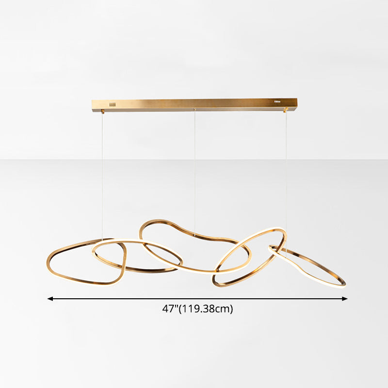 Metal 5-Ring Island Lighting Minimalist Golden LED Hanging Light for Dinning Room Clearhalo 'Ceiling Lights' 'Island Lights' Lighting' 2546577