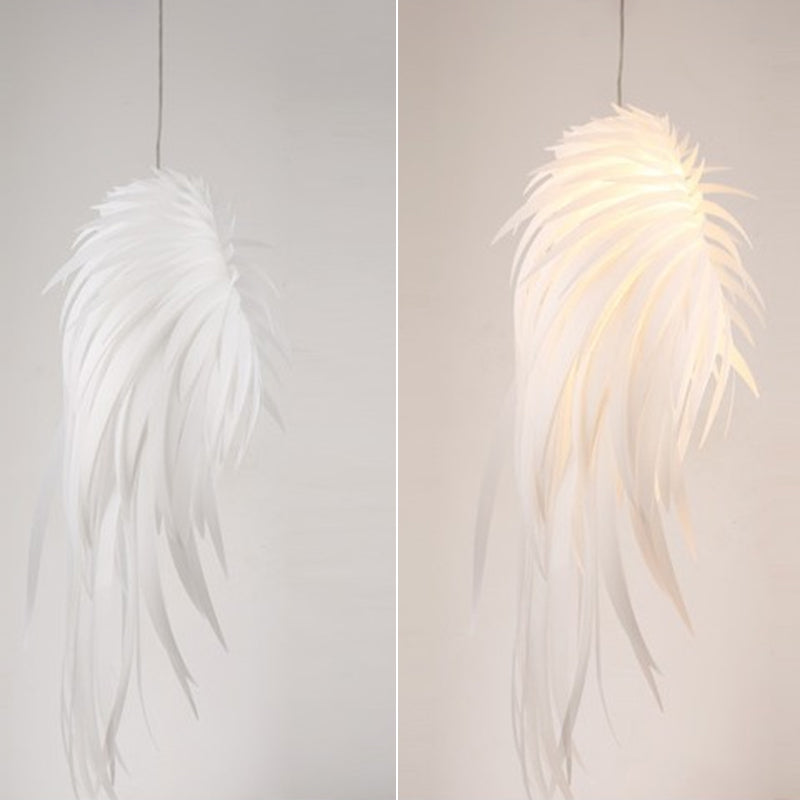 Angel Wing Feather Pendant Lighting Minimalist Plastic White Hanging Lamp for Living Room Clearhalo 'Ceiling Lights' 'Chandeliers' 'Modern Chandeliers' 'Modern' Lighting' 2546590