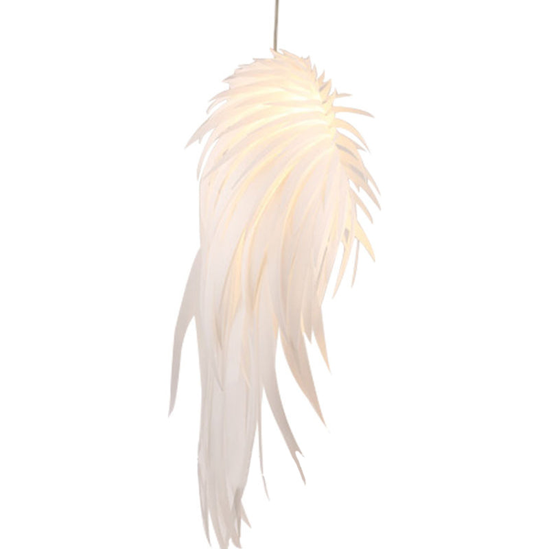 Angel Wing Feather Pendant Lighting Minimalist Plastic White Hanging Lamp for Living Room Clearhalo 'Ceiling Lights' 'Chandeliers' 'Modern Chandeliers' 'Modern' Lighting' 2546591