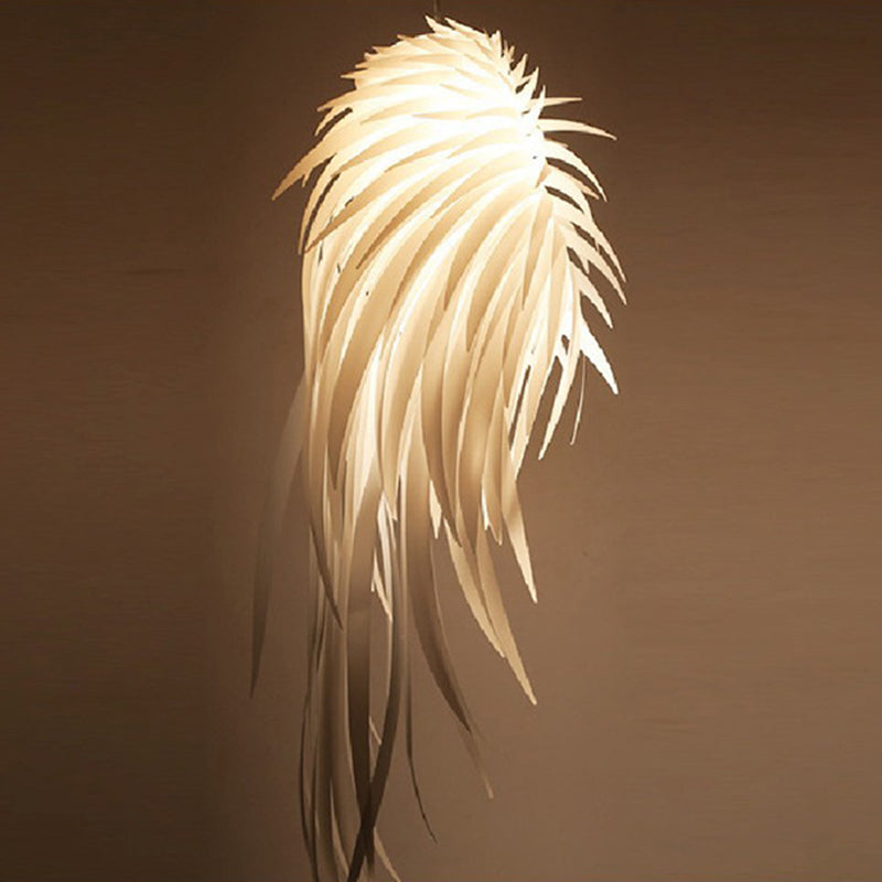 Angel Wing Feather Pendant Lighting Minimalist Plastic White Hanging Lamp for Living Room Clearhalo 'Ceiling Lights' 'Chandeliers' 'Modern Chandeliers' 'Modern' Lighting' 2546592