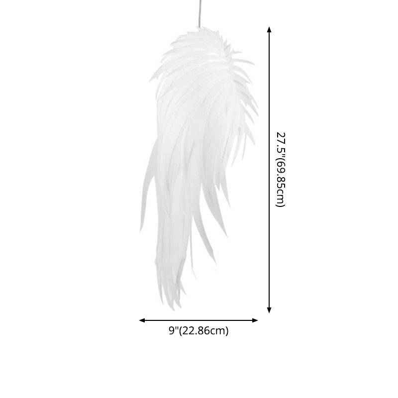 Angel Wing Feather Pendant Lighting Minimalist Plastic White Hanging Lamp for Living Room Clearhalo 'Ceiling Lights' 'Chandeliers' 'Modern Chandeliers' 'Modern' Lighting' 2546594