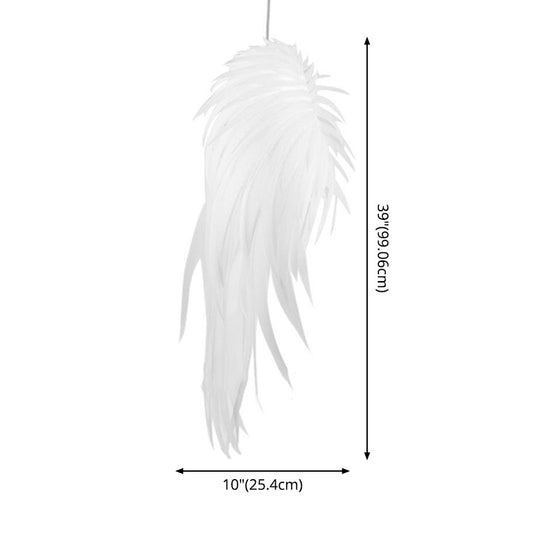 Angel Wing Feather Pendant Lighting Minimalist Plastic White Hanging Lamp for Living Room Clearhalo 'Ceiling Lights' 'Chandeliers' 'Modern Chandeliers' 'Modern' Lighting' 2546595
