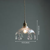 Brass 1-Head Ceiling Light Vintage Clear Glass Flower Pendant Light with Teardrop Crystals Clearhalo 'Ceiling Lights' 'Glass shade' 'Glass' 'Industrial Pendants' 'Industrial' 'Middle Century Pendants' 'Pendant Lights' 'Pendants' 'Tiffany' Lighting' 2546629