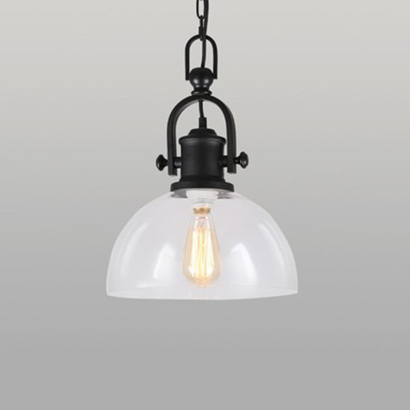 Glass Pot Shaped Suspension Lamp Industrial 1-Light Bistro Bar Pendant Lighting in Black Black Circle Clearhalo 'Ceiling Lights' 'Chandeliers' 'Glass shade' 'Glass' 'Industrial Pendants' 'Industrial' 'Middle Century Pendants' 'Pendant Lights' 'Pendants' 'Tiffany' Lighting' 2546635