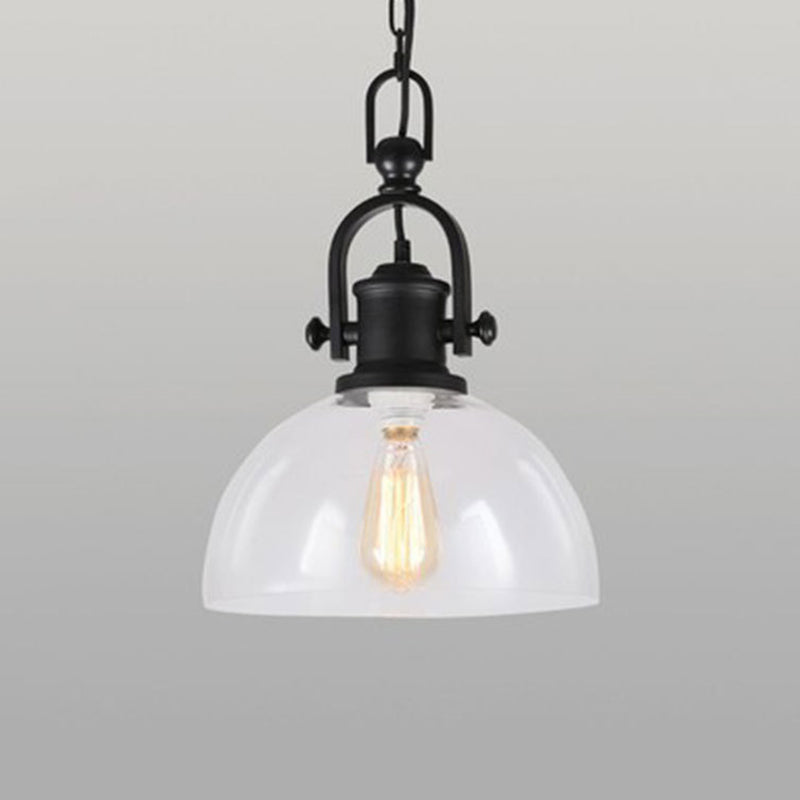 Glass Pot Shaped Suspension Lamp Industrial 1-Light Bistro Bar Pendant Lighting in Black Clearhalo 'Ceiling Lights' 'Chandeliers' 'Glass shade' 'Glass' 'Industrial Pendants' 'Industrial' 'Middle Century Pendants' 'Pendant Lights' 'Pendants' 'Tiffany' Lighting' 2546638