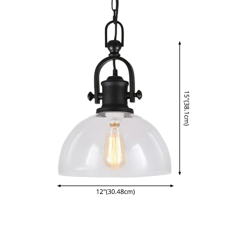 Glass Pot Shaped Suspension Lamp Industrial 1-Light Bistro Bar Pendant Lighting in Black Clearhalo 'Ceiling Lights' 'Chandeliers' 'Glass shade' 'Glass' 'Industrial Pendants' 'Industrial' 'Middle Century Pendants' 'Pendant Lights' 'Pendants' 'Tiffany' Lighting' 2546644