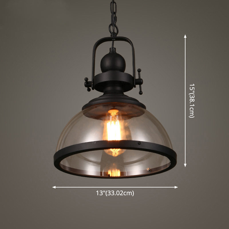 Glass Pot Shaped Suspension Lamp Industrial 1-Light Bistro Bar Pendant Lighting in Black Clearhalo 'Ceiling Lights' 'Chandeliers' 'Glass shade' 'Glass' 'Industrial Pendants' 'Industrial' 'Middle Century Pendants' 'Pendant Lights' 'Pendants' 'Tiffany' Lighting' 2546647