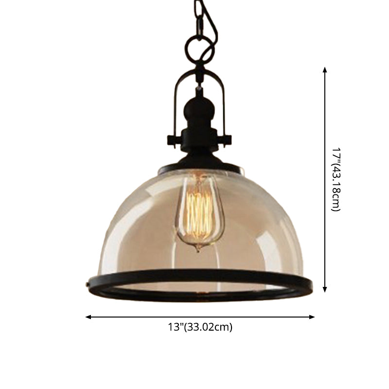 Glass Pot Shaped Suspension Lamp Industrial 1-Light Bistro Bar Pendant Lighting in Black Clearhalo 'Ceiling Lights' 'Chandeliers' 'Glass shade' 'Glass' 'Industrial Pendants' 'Industrial' 'Middle Century Pendants' 'Pendant Lights' 'Pendants' 'Tiffany' Lighting' 2546651