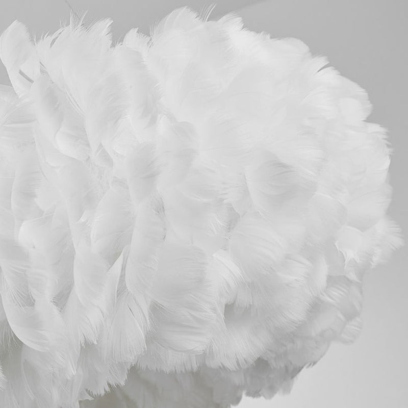 Feather Hanging Light Fixture Modernist White Chandelier Pendant Light for Bedroom Clearhalo 'Ceiling Lights' 'Chandeliers' 'Modern Chandeliers' 'Modern' Lighting' 2546681