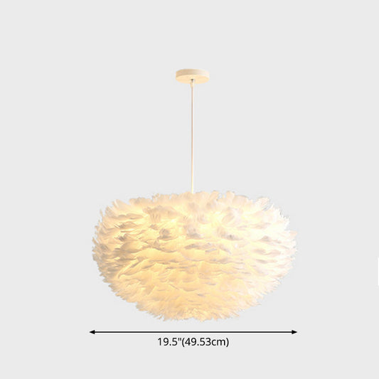Feather Hanging Light Fixture Modernist White Chandelier Pendant Light for Bedroom Clearhalo 'Ceiling Lights' 'Chandeliers' 'Modern Chandeliers' 'Modern' Lighting' 2546685