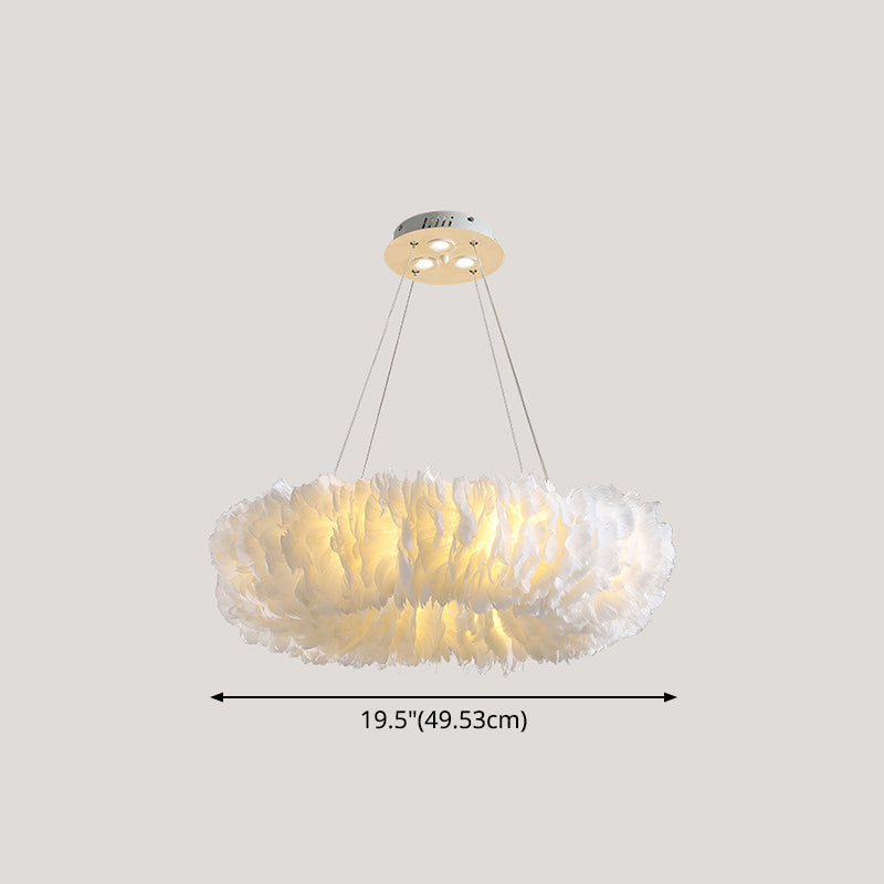 White Doughnut Chandelier Lamp Minimalist Feather Loop Pendant Lighting Fixture Clearhalo 'Ceiling Lights' 'Chandeliers' 'Modern Chandeliers' 'Modern' Lighting' 2546727