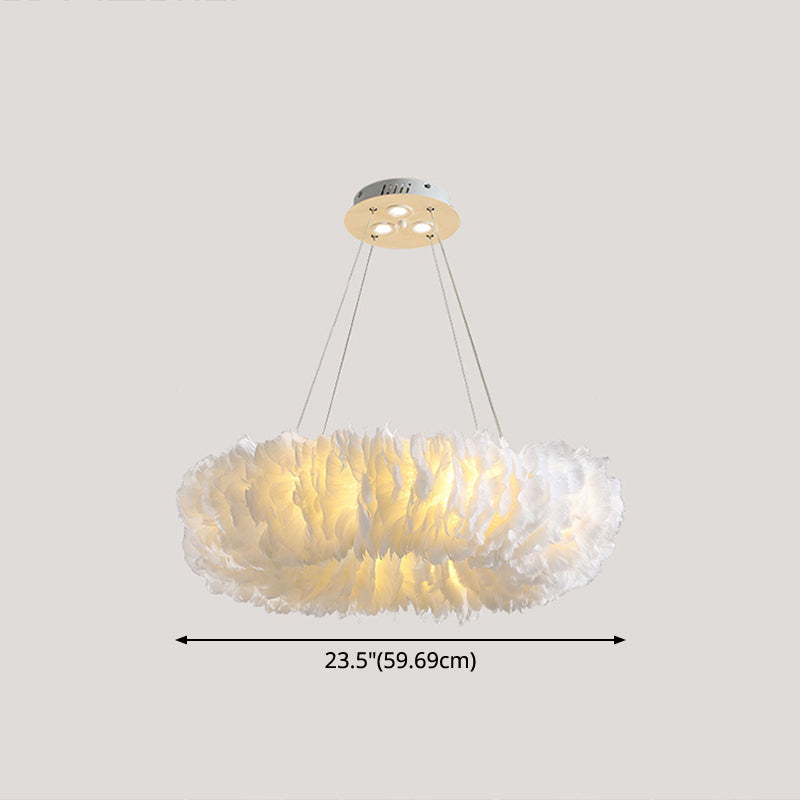 White Doughnut Chandelier Lamp Minimalist Feather Loop Pendant Lighting Fixture Clearhalo 'Ceiling Lights' 'Chandeliers' 'Modern Chandeliers' 'Modern' Lighting' 2546728