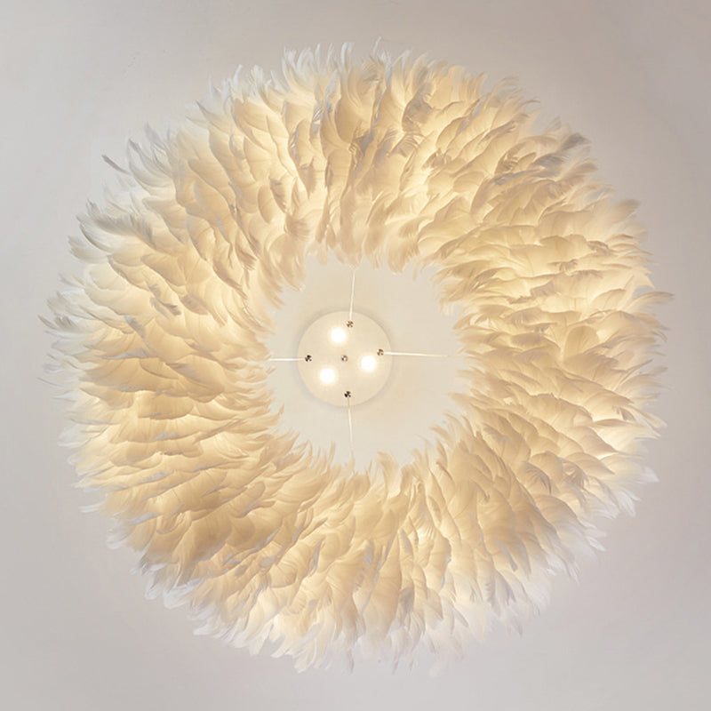 White Doughnut Chandelier Lamp Minimalist Feather Loop Pendant Lighting Fixture Clearhalo 'Ceiling Lights' 'Chandeliers' 'Modern Chandeliers' 'Modern' Lighting' 2546731