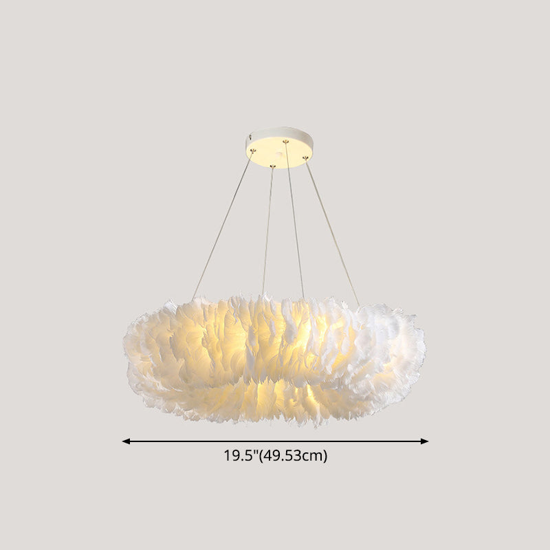 White Doughnut Chandelier Lamp Minimalist Feather Loop Pendant Lighting Fixture Clearhalo 'Ceiling Lights' 'Chandeliers' 'Modern Chandeliers' 'Modern' Lighting' 2546735