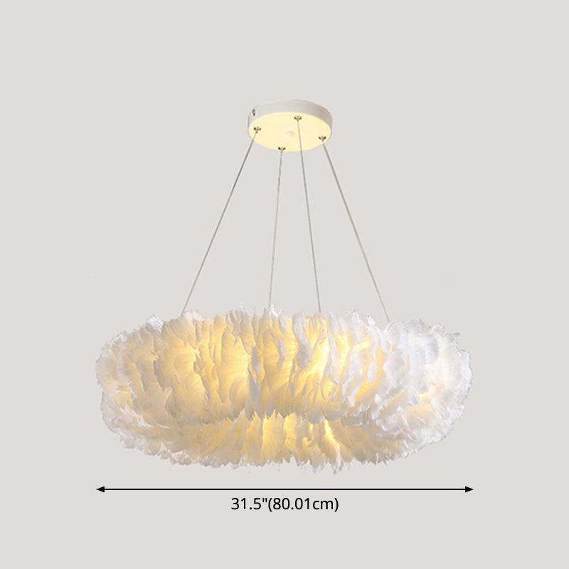 White Doughnut Chandelier Lamp Minimalist Feather Loop Pendant Lighting Fixture Clearhalo 'Ceiling Lights' 'Chandeliers' 'Modern Chandeliers' 'Modern' Lighting' 2546738