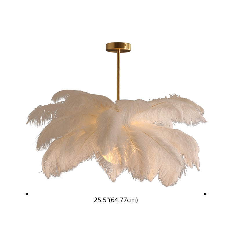 Novelty Palm Tree Hanging Light Nordic Style Feather Living Room Chandelier in White Clearhalo 'Ceiling Lights' 'Chandeliers' 'Modern Chandeliers' 'Modern' Lighting' 2546750