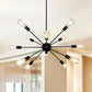 Industrial Bare Bulb Chandelier Metallic Pendant Light Fixture with Sun Burst Design Clearhalo 'Cast Iron' 'Ceiling Lights' 'Chandeliers' 'Industrial Chandeliers' 'Industrial' 'Metal' 'Middle Century Chandeliers' 'Rustic Chandeliers' 'Tiffany' Lighting' 2546811