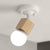 White Finish Exposed Ceiling Mounted Light Retro Metal and Wood 1 Head Balcony Adjustable Semi Flush Light White Clearhalo 'Ceiling Lights' 'Close To Ceiling Lights' 'Close to ceiling' 'Semi-flushmount' Lighting' 254681