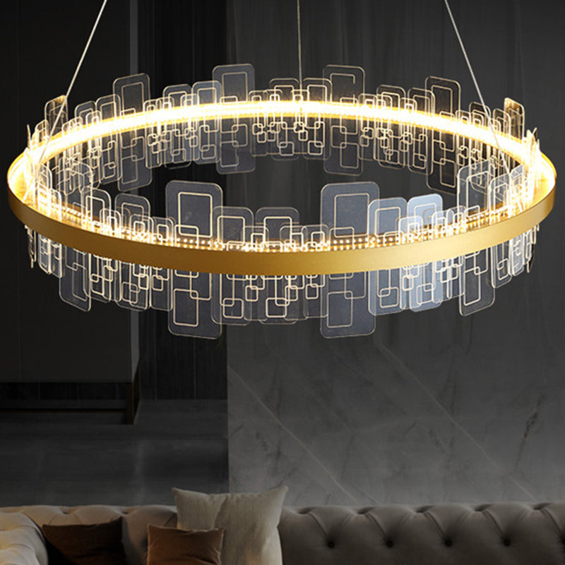 Metropolitan LED Chandelier Minimalist Acrylic Gold Loop Hanging Pendant Light for Living Room Clearhalo 'Ceiling Lights' 'Chandeliers' 'Modern Chandeliers' 'Modern' Lighting' 2546825