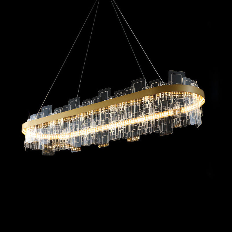 Metropolitan LED Chandelier Minimalist Acrylic Gold Loop Hanging Pendant Light for Living Room Gold 31.5" Clearhalo 'Ceiling Lights' 'Chandeliers' 'Modern Chandeliers' 'Modern' Lighting' 2546826