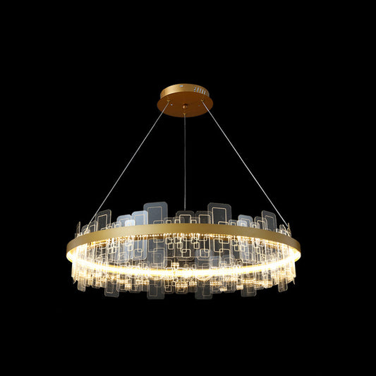 Metropolitan LED Chandelier Minimalist Acrylic Gold Loop Hanging Pendant Light for Living Room Gold 23.5" Clearhalo 'Ceiling Lights' 'Chandeliers' 'Modern Chandeliers' 'Modern' Lighting' 2546827