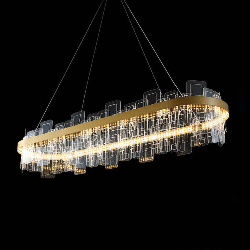 Metropolitan LED Chandelier Minimalist Acrylic Gold Loop Hanging Pendant Light for Living Room Gold 39.5" Clearhalo 'Ceiling Lights' 'Chandeliers' 'Modern Chandeliers' 'Modern' Lighting' 2546829