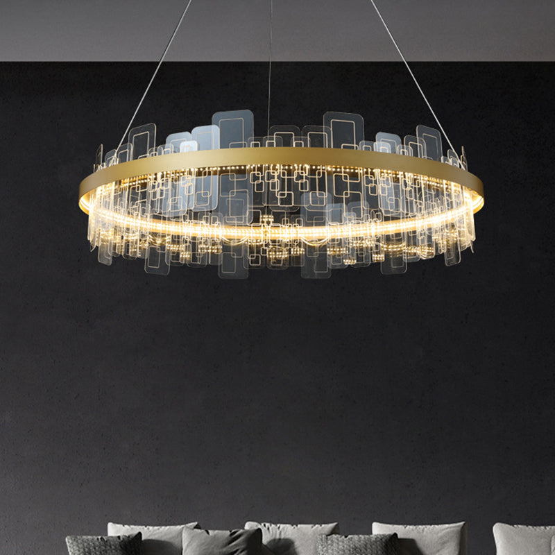 Metropolitan LED Chandelier Minimalist Acrylic Gold Loop Hanging Pendant Light for Living Room Clearhalo 'Ceiling Lights' 'Chandeliers' 'Modern Chandeliers' 'Modern' Lighting' 2546830