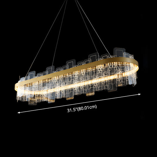 Metropolitan LED Chandelier Minimalist Acrylic Gold Loop Hanging Pendant Light for Living Room Clearhalo 'Ceiling Lights' 'Chandeliers' 'Modern Chandeliers' 'Modern' Lighting' 2546833