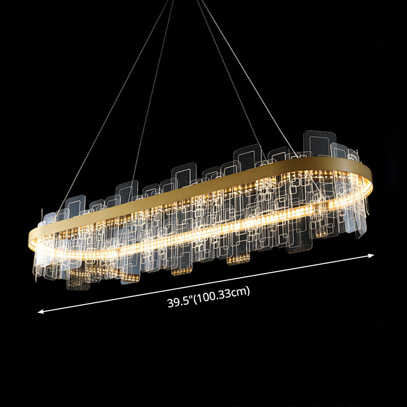 Metropolitan LED Chandelier Minimalist Acrylic Gold Loop Hanging Pendant Light for Living Room Clearhalo 'Ceiling Lights' 'Chandeliers' 'Modern Chandeliers' 'Modern' Lighting' 2546834