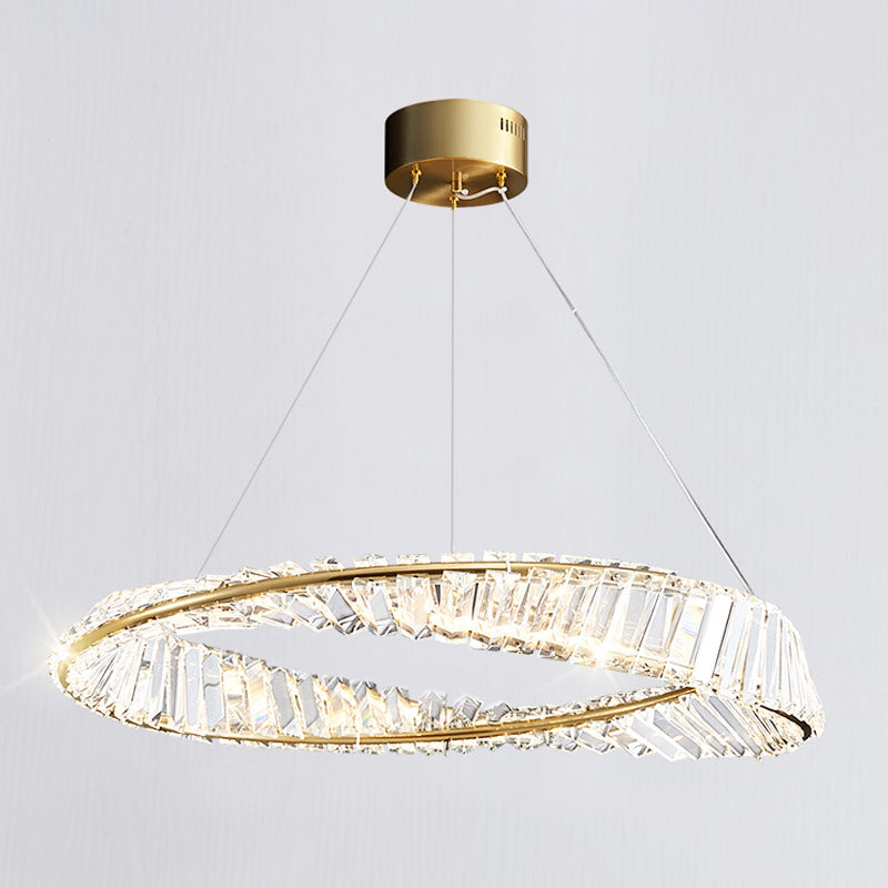 Twisted Ring Shaped Chandelier Modern Crystal LED Brass Suspension Light for Dining Room Clearhalo 'Ceiling Lights' 'Chandeliers' 'Modern Chandeliers' 'Modern' Lighting' 2546836