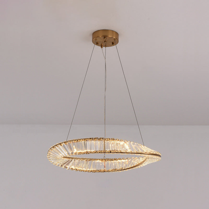 Twisted Ring Shaped Chandelier Modern Crystal LED Brass Suspension Light for Dining Room Brass 23.5" Clearhalo 'Ceiling Lights' 'Chandeliers' 'Modern Chandeliers' 'Modern' Lighting' 2546837