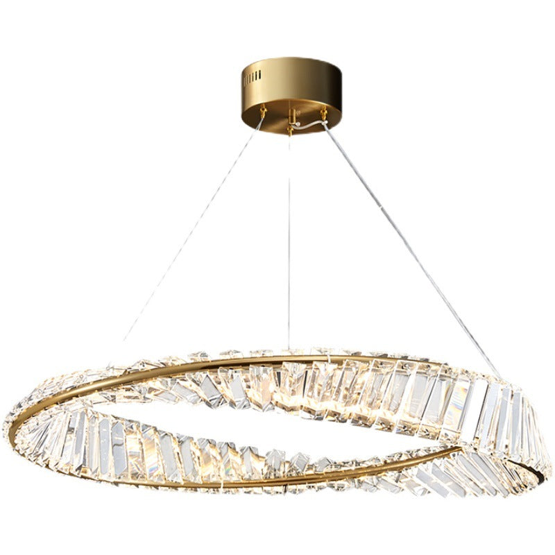 Twisted Ring Shaped Chandelier Modern Crystal LED Brass Suspension Light for Dining Room Clearhalo 'Ceiling Lights' 'Chandeliers' 'Modern Chandeliers' 'Modern' Lighting' 2546842
