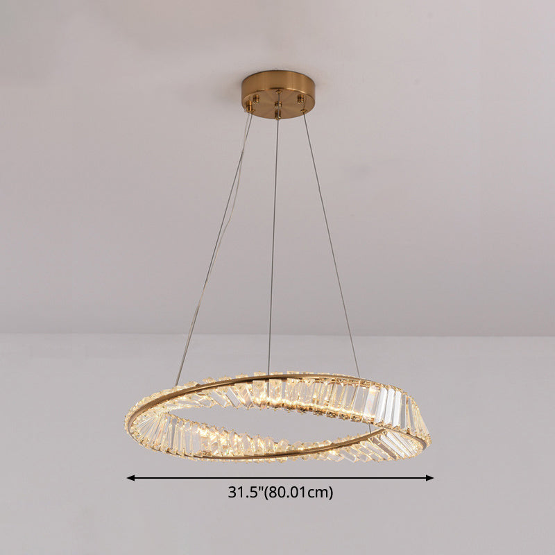 Twisted Ring Shaped Chandelier Modern Crystal LED Brass Suspension Light for Dining Room Clearhalo 'Ceiling Lights' 'Chandeliers' 'Modern Chandeliers' 'Modern' Lighting' 2546843